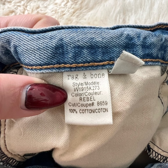 Rag & Bone Distressed Denim Cuffed Hem Short Shorts - Picture 3 of 5